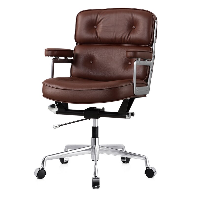 16%2522 Leather Office Chair With Lumbar Support 